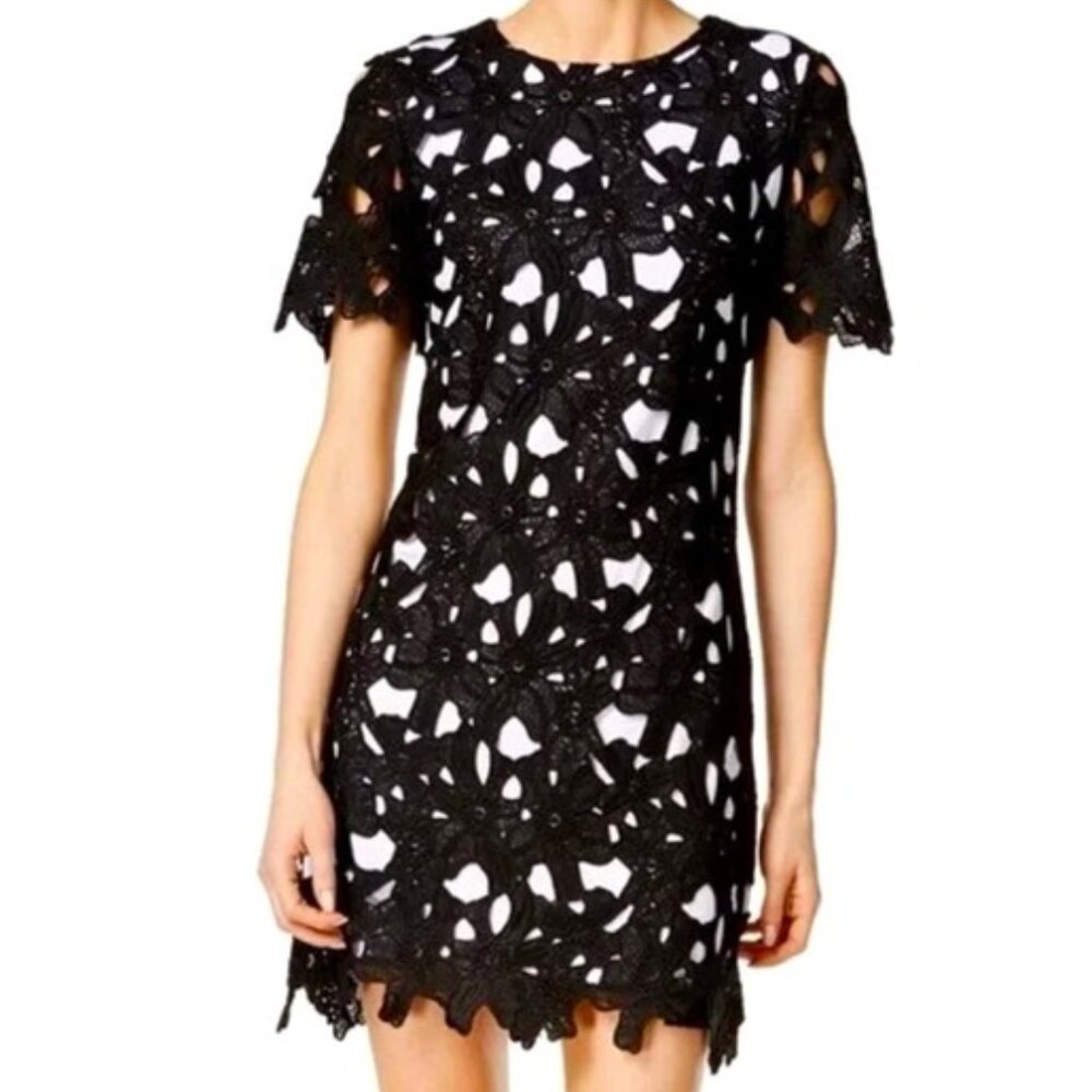 Calvin Klein Black Floral Lace Short Sleeve Dress Size 16 16W Plus Women's NWT